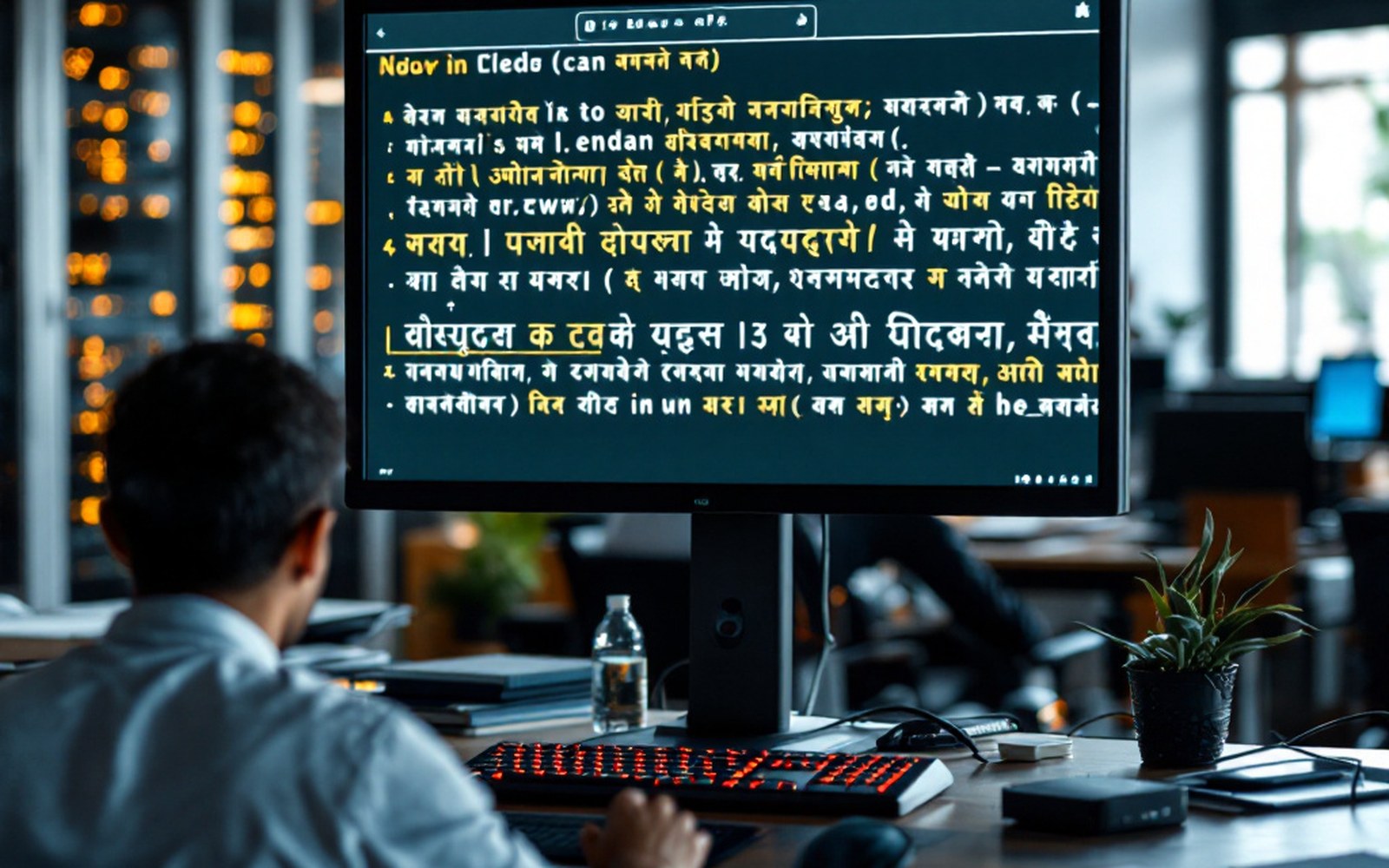 A screen rendering Devanagari text at large size